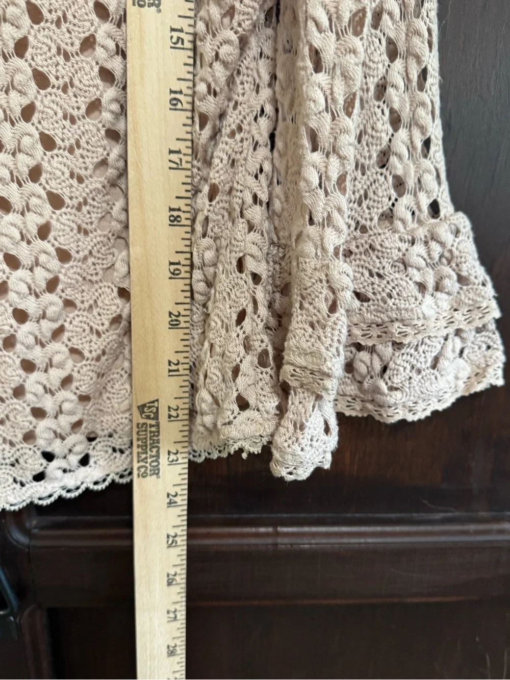 Free People Cream Crochet Bell-Sleeve Top Size Large